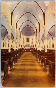 Interior Of Saint Mary's Catholic Church Soo Michigan MI Parish Postcard