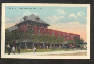 MUSKOGEE OKLAHOMA MK&T RAILROAD DEPOT TRAIN STATION VINTAGE POSTCARD