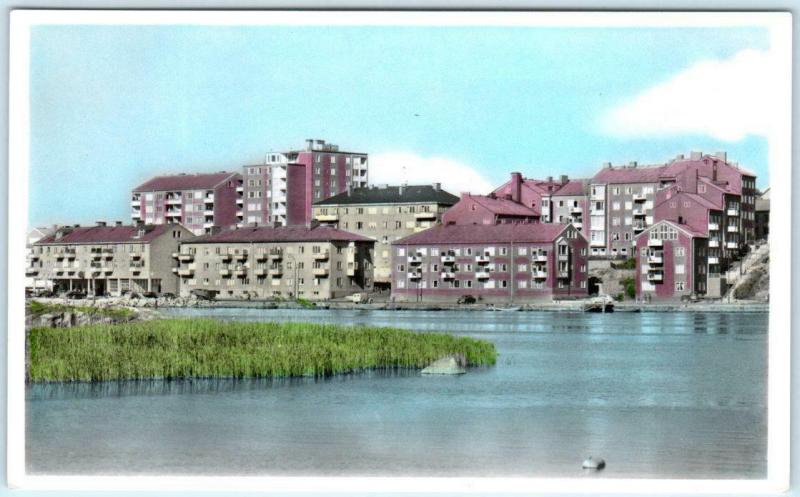 KARLSKRONA, SWEDEN  Pretty View of BORGMÄSTAREKAJEN Tinted Photo? Postcard