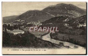 Old Postcard Lourdes General view of the Pic du Jer