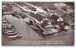 c1960s Lyon's Pier Restaurant Rex Marine Basin Norwalk Connecticut CT Postcard