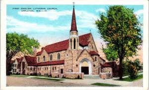 APPLETON, WI Wisconsin   First ENGLISH LUTHERAN CHURCH    c1930s   Postcard