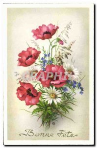 Old Postcard Bonne Fete Flowers