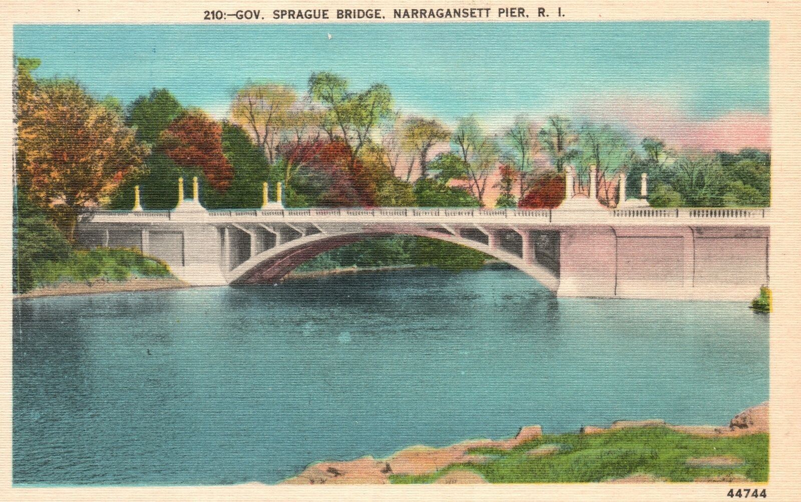 Vintage Postcard 1930's Sprague Bridge Narragansett Pier Rhode Island