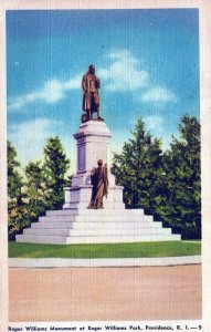 VINTAGE POSTCARD THE ROGER WILLIAMS MONUMENT AT PROVIDENCE RHODE ISLAND c. 1940