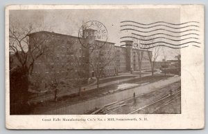 Somersworth NH Great Falls Mfg No.1 Mill Textile Factory 1905 Postcard A40