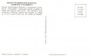 Vintage Postcard Mount Washington Railway Locomotive Company's Number 9 Waumbek