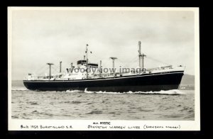 ca0422 - Johnston Warren Chartered Shaw Savill Cargo Ship - Mystic - postcard