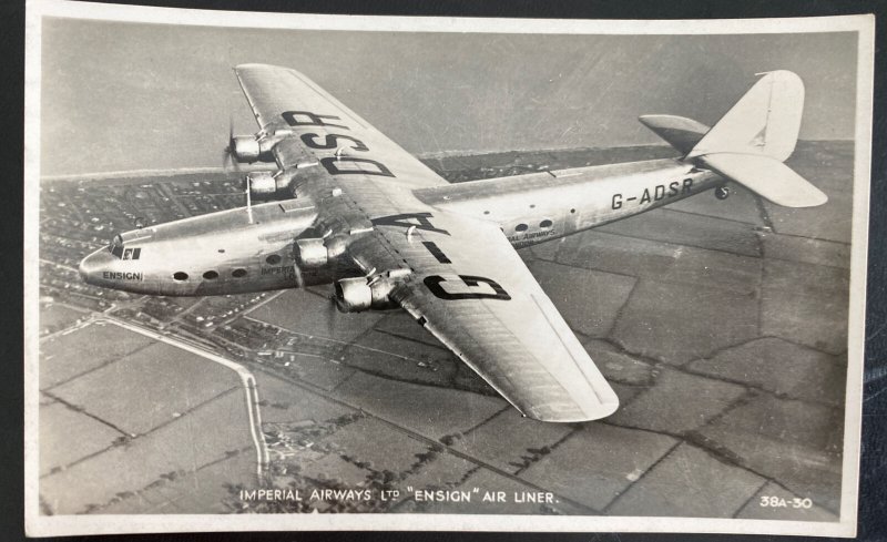 Mint England Real Picture Postcard Imperial Airways Ensign Airliner 