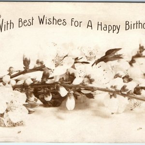 1907 Happy Birthday RPPC Blossom Flower Real Photo Rotograph Postcard Bromide A5