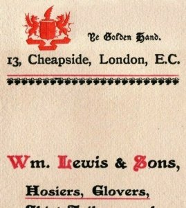 1893 World's Fair Sample Card Folder Wm. Lewis & Sons London Hosiers Gloves 7G