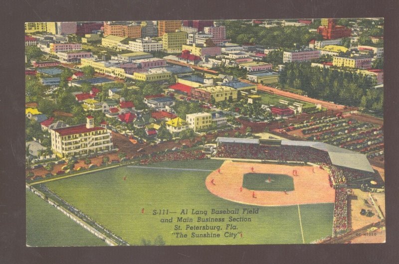 ST. PETERSBURG FLORIDA AL LANG BASEBALL STADIUM AERIAL VIEW VINTAGE POSTCARD