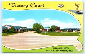 SAN ANTONIO, Texas TX~ Roadside VICTORY COURT Motel 1950s Charlie Cerny Postcard