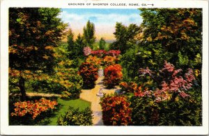 Vtg Rome Georgia GA Grounds of Shorter College 1930s Linen Postcard