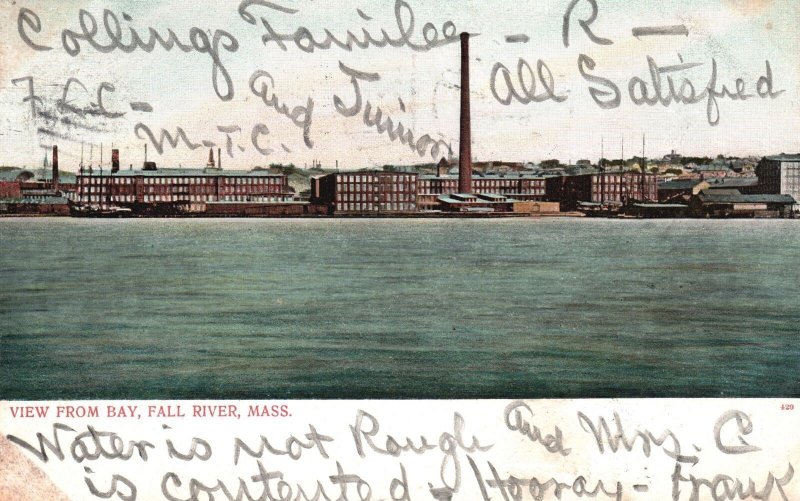 Vintage Postcard 1906 View From Bay Fall River Massachusetts MA A. C. Bosselman