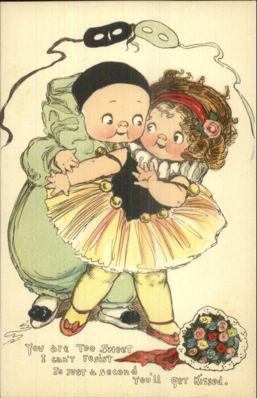 TUCK Love Messages Cute Kids DRAYTON c1910 TUCK Postcard Clown Pierrot