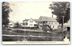 1915 WILMONT FLAT NH L.O. STETSON GENERAL STORE GRAND ARMY HALL POSTCARD P3540