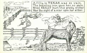 Artist impression Boast Western Comic Humor Rogers Texas 191 Postcard 21-3909