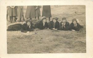 Big Floppy Hats C-1915 Women on Beach RPPC real photo postcard 6808