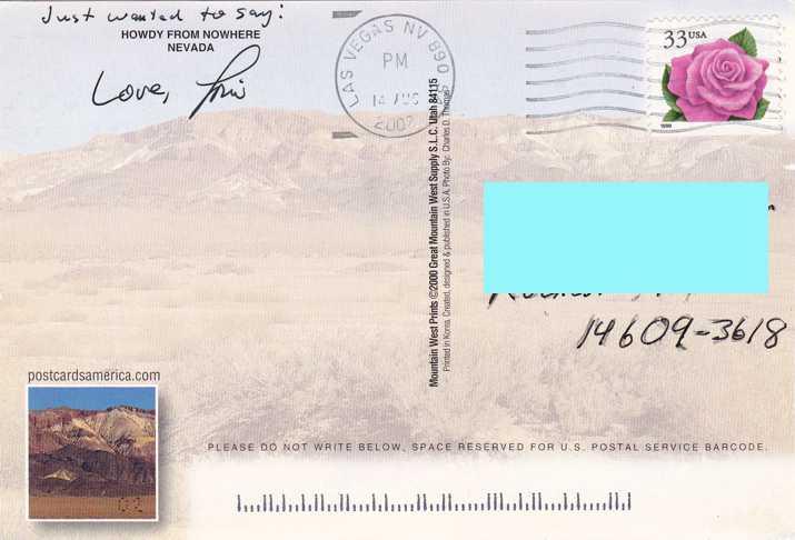 Greetings - Howdy from Nowhere NV, Nevada - pm 2002