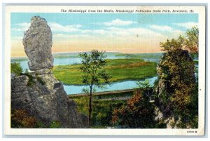 1941 Mississippi Bluffs Palisades State Park River Savanna Illinois IL Postcard