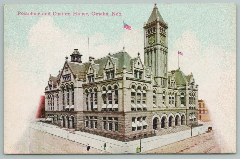 Omaha Nebraska~Post Office And Custom House~c1910 Postcard