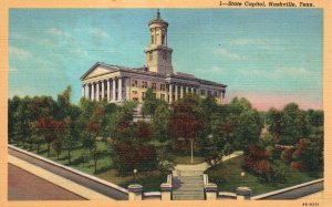 Vintage Postcard 1930's View of State Capitol Nashville Tennessee TN