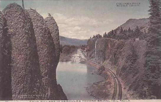 Oklahoma Pillars Of Hercules Toward Bridal Veil Falls Columbia River Albertype