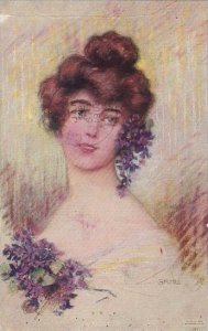 Beautiful Lady Violets 1908 Signed Gross