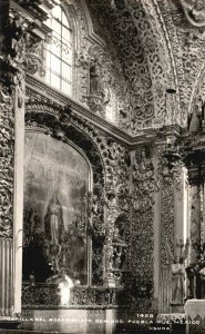 Vintage Postcard Photo Capilla Del Rosario Sto. Domingo Puebla Pue Mexico RPPC