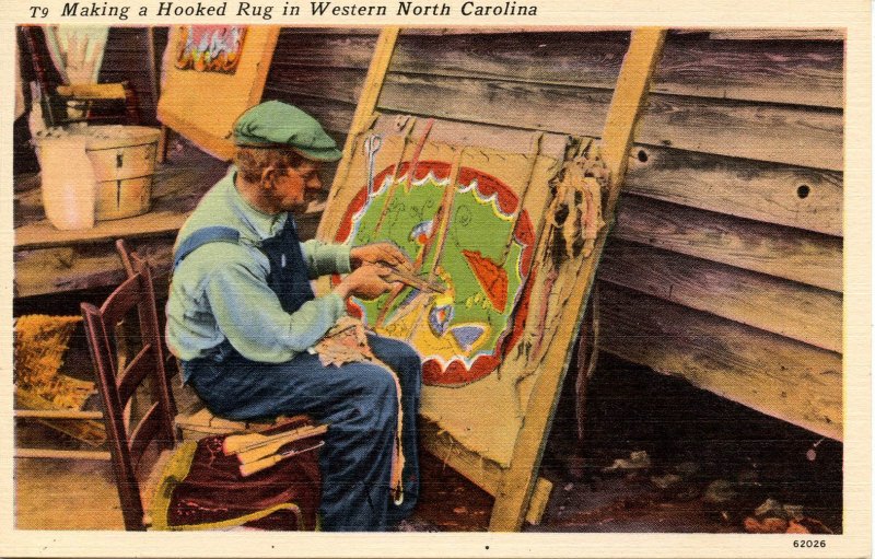 NC - Appalachian Mountains. Making a Hooked Rug