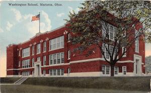 Ohio Postcard MARIETTA Washington County c1910 WASHINGTON SCHOOL Building