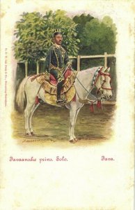 indonesia, JAVA SURAKARTA SOLO, Javanese Prince on Horseback (1899) Postcard