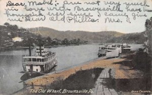 Brownsville Pennsylvania The Old Wharf Steamers  Vintage Postcard AA51824