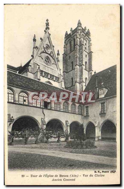 Postcard Old Church Tower Brou Ain View of Cloister Convent