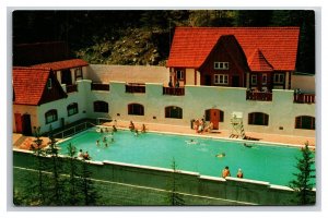 Miette Hot Springs Swimming Pool Jasper Alberta Canada UNP Chrome Postcard U24