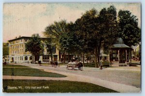 Barre Vermont VT Postcard City Hall Park Exterior Building c1913 Vintage Antique