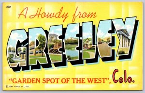 K45/ Greeley Colorado Postcard c1910 Large Letter Linen Greetings from 510
