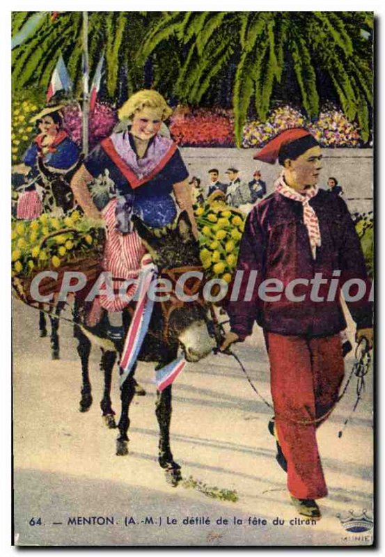 Old Postcard Menton parade De La Fete Du Lemon