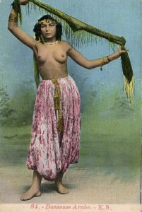 PC CPA ETHNIC NUDE FEMALE, DANSEUSE ARABE, Vintage Postcard (b25749)