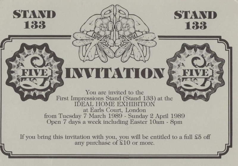 1989 Ideal Home Exhibition Private Stand Invitation Postcard