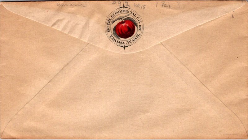 Hotel Commercial Yakima WA vintage stationery envelope cachet