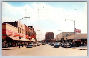 Stephenson Ave, Iron Mountain Michigan, 1956 Postcard, Old Cars, Kresge 5 and 10