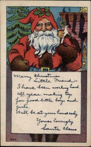 Christmas Santa Claus with Letter No. 952 c1910 Vintage Postcard