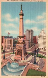 Vintage Postcard Soldiers' and Sailors' Monument Indianapolis Indiana IN De Wolf