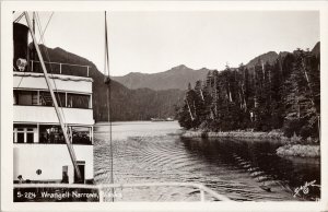 Wrangell Narrows AK Alaska from Steamship Unused Schallerer RPPC Postcard H6