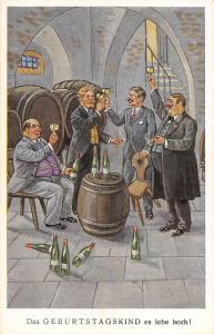 US2068 Das Geburtstagskind es lebe Hoch beer greetings comic germany  champagne