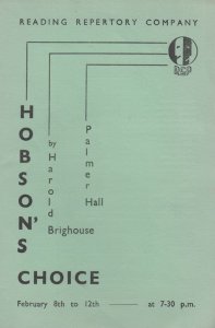 Hobsons Choice Reading Berkshire Old Brighouse Hall Theatre Programme