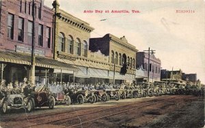 Amarilla Texas Auto Day Cars and Businesses Vintage Postcard U1245