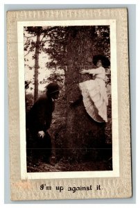 Vintage 1910's Winsch Back Postcard Woman is a Tree Hugger Funny